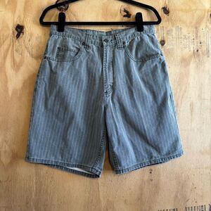 High Sierra Faded Black Blue Striped 100% Cotton Shorts Sz 32